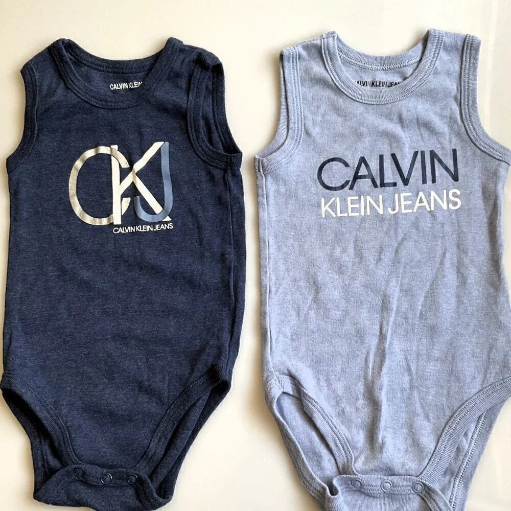 Calvin Klein Jeans Baby Boys Sleeveless Bodysuit Bundle 18M